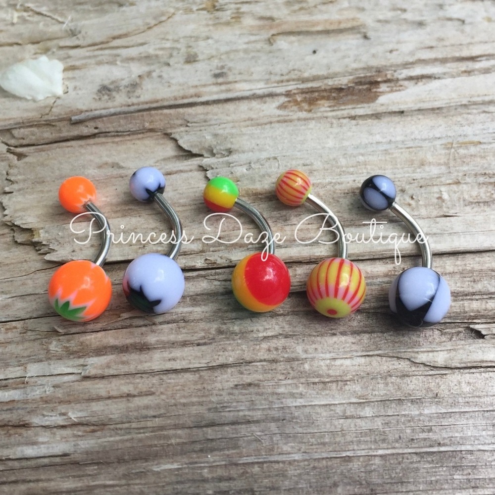 5 Multi-Color Belly Button Navel‎ Rings